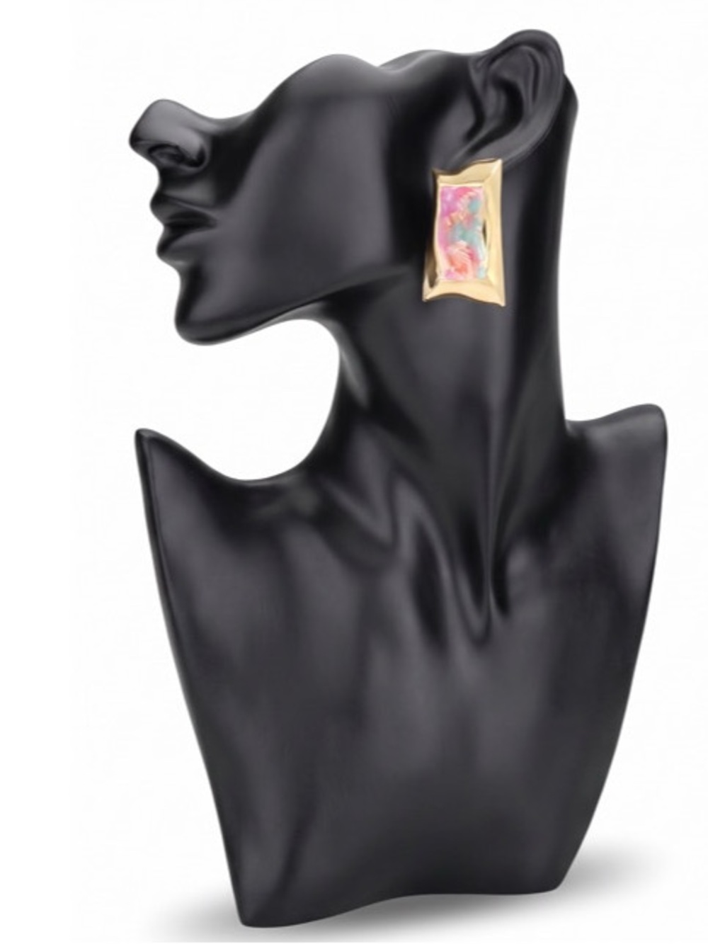 NWT Resin Geometric Rectangle Shaped Statement Earrings